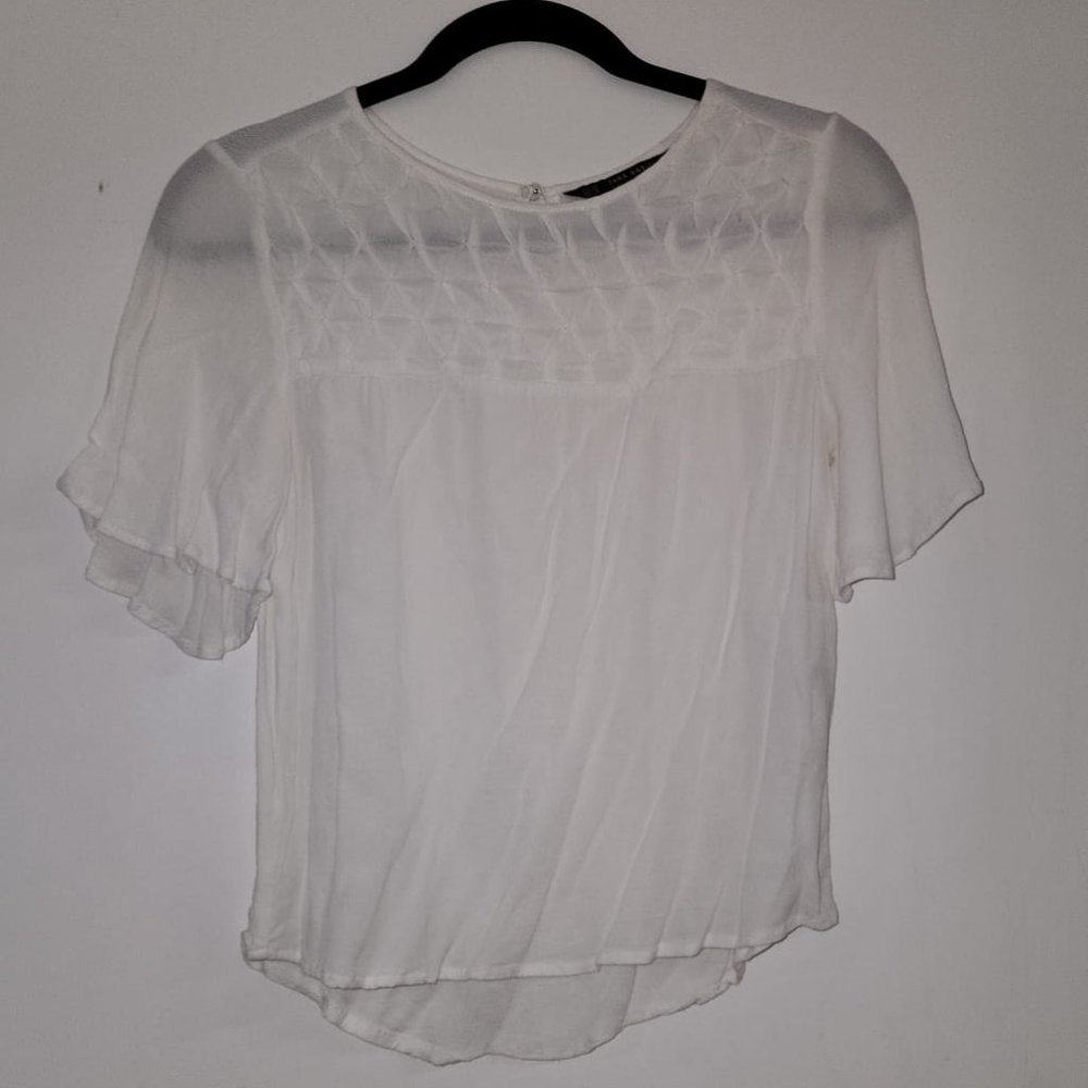 Zara White Blouse with Design Size XS